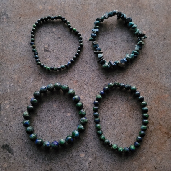 Chrysocolla Stone Handmade Bracelet Set of 4 - Picture 2 of 6